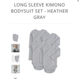Heather Gray Long Sleeve Kimono Bodysuit Set (set of 4)